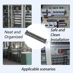 Terminal Block 2 Sets 8 Position Dual Row 600V 15A Screw Terminal Strip Cover