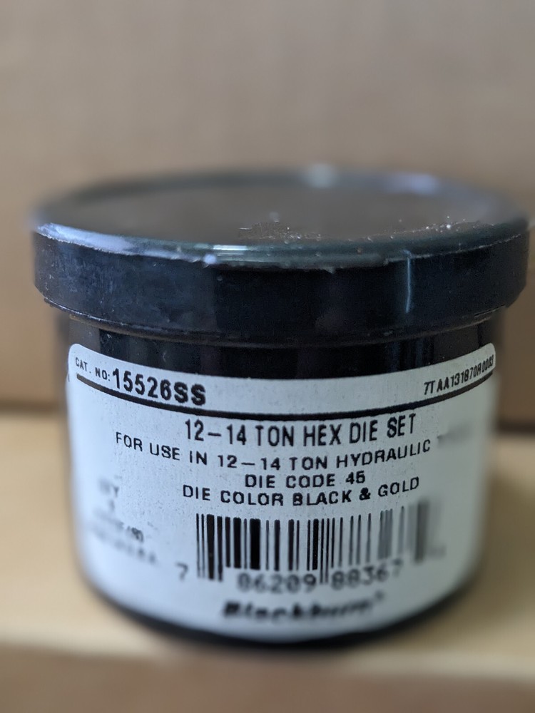 15526SS NIB Thomas and Betts/ABB die code 45 Black & Gold 2/0 CU 12-14TON