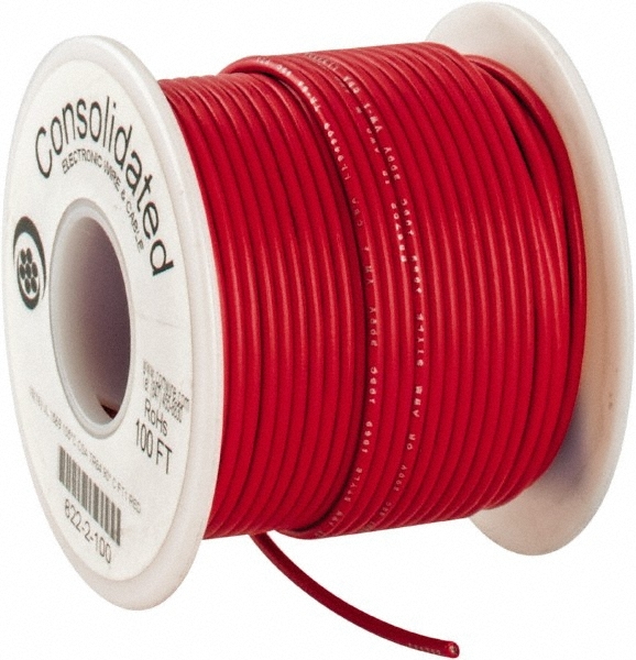 Made in USA 18 AWG, 16 Strand, 100′ OAL, Tinned Copper Hook Up Wire Red PVC J…