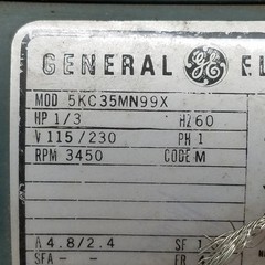 LFE MD80-G02 Mag Drive Pump with GE 5KC35MN99X Motor 1/3hp 115/230v 3450rpm