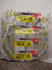 STEEL ARMORED CABLE 12/2 BLACK/WHITE BOND WIRE GROUND 25 FT