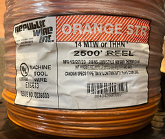 Republic Wire 14 THHN 2500′ REEL E167613 ORANGE SOLID Wire Spool