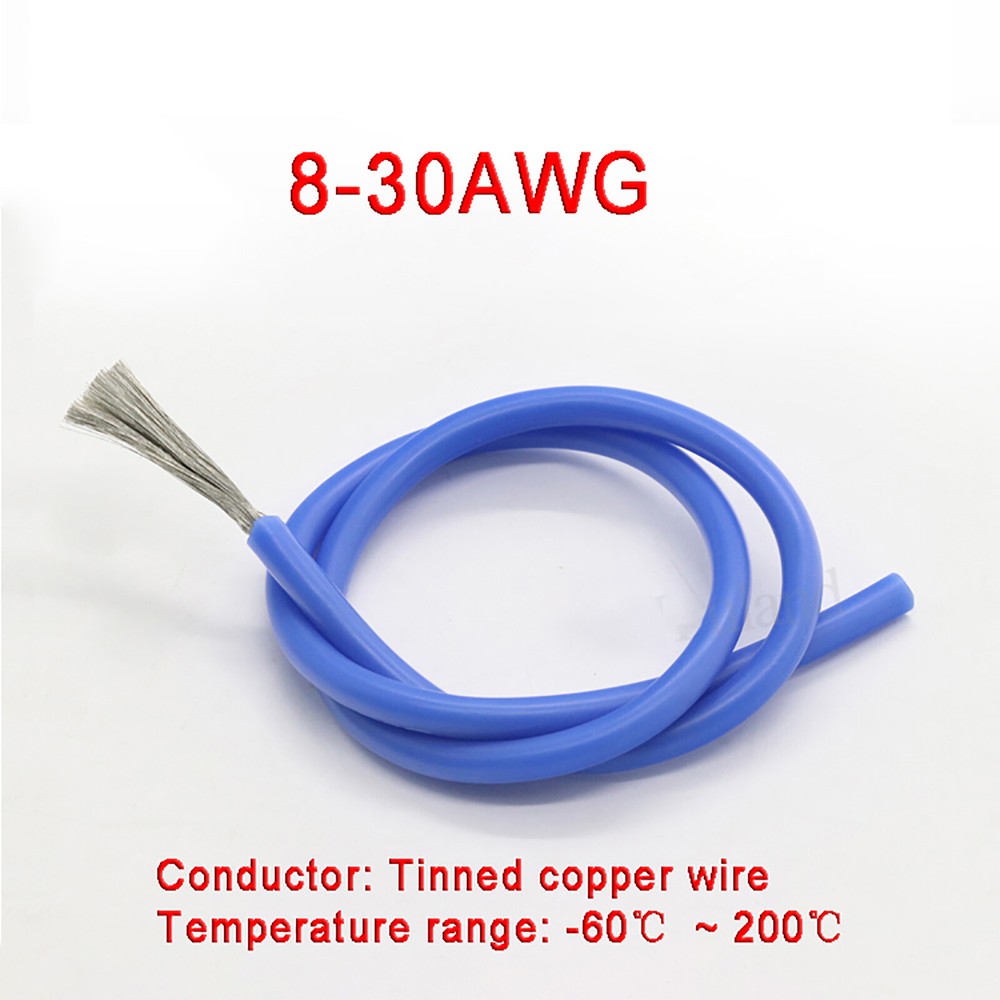 Blue 2-30AWG Flexible Silicone Cable, HIGH TEMP 200℃, 0.08mm Tinned Copper Wire