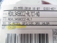 229339 New-No Box; Analog Devices ADXL345BCCZ-RL7 Lot-5 Accelerometer; 3-Axis