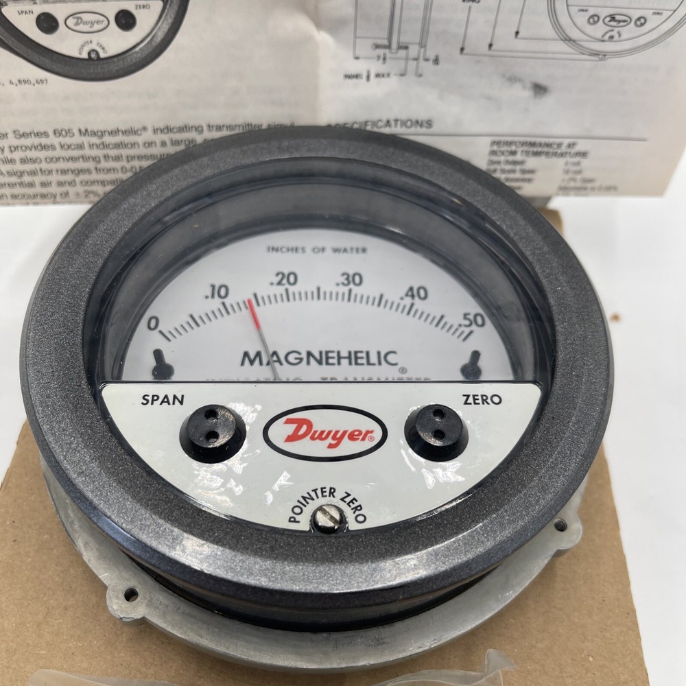 DWYER 605-0 6050 Magnehelic Gauge Differential Pressure Indicating Transmitter