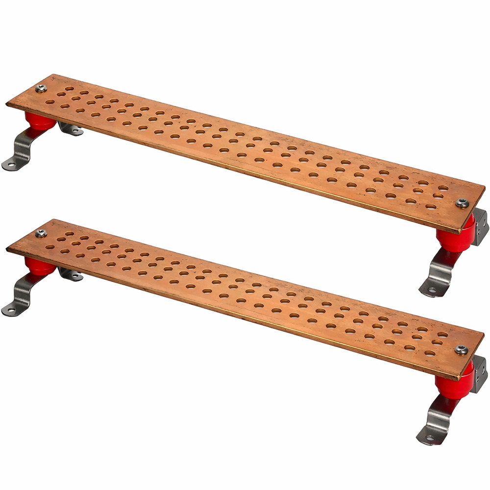 Harger GBI14424J Electrotinned Ground Bar 63-Hole 1/4x4x24″ J Pattern 2/4 Pack