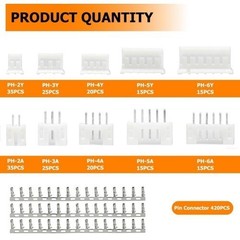 640PCS JST PH 2.0mm Connector Kit PH2.0mm Pitch 2 3 4 5 6 P Size: JST PH 2.0mm