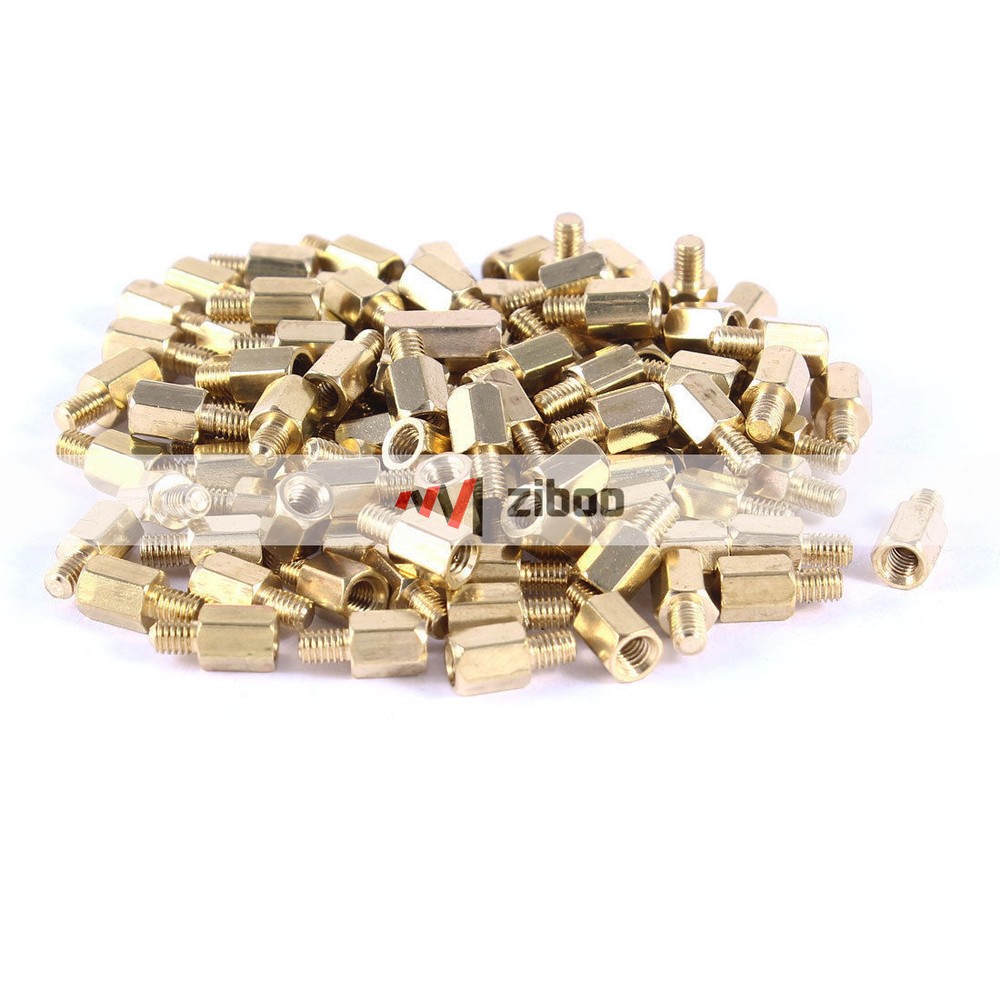 100Pcs PC PCB Motherboard Brass Standoff Hexagonal Spacer M3 6 + 4mm 10mmx5mm✦Kd