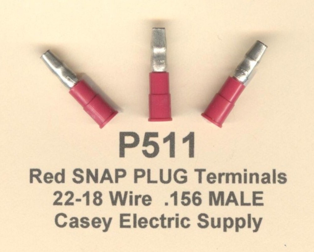 25 Red Insulated SNAP PLUG BULLET Terminal Connector #22-18 Wire Gauge .156 MALE