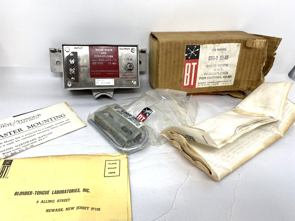 Vtg Blonder Tongue CMA-U Channel 53-83 Solid State UHF Preamplifier