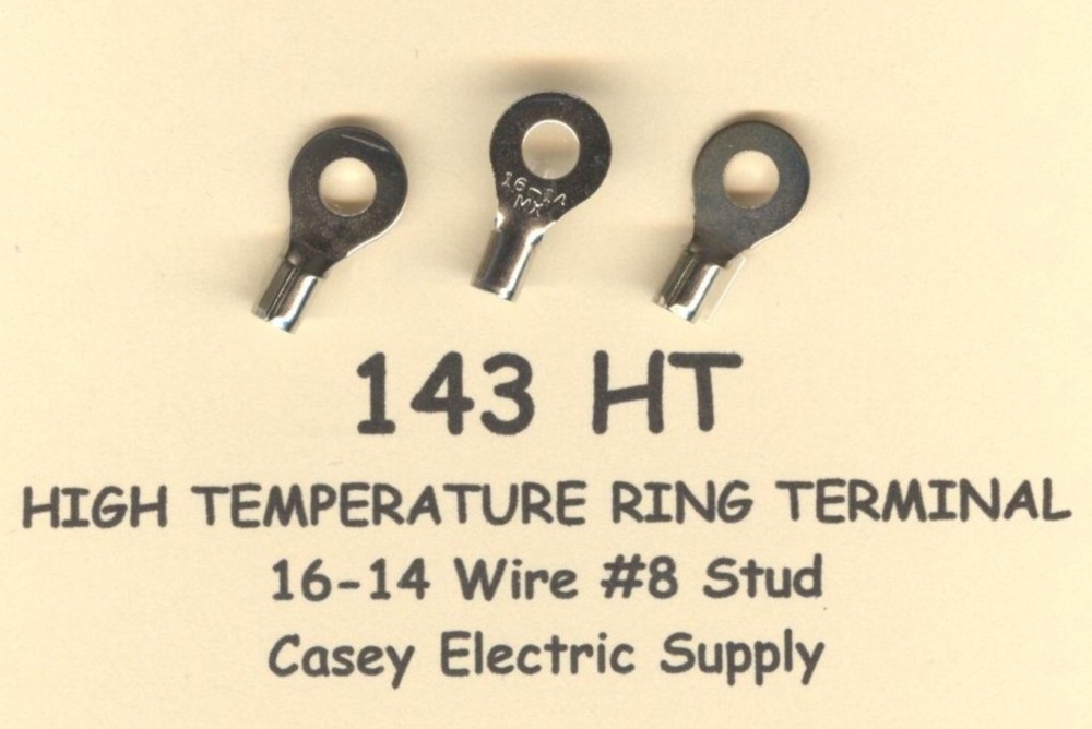 100 High Temperature RING Terminal Connector #16-14 Gauge Wire AWG #8 Stud 900°F
