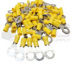 NEW LOT OF 72 12-10AWG CABLE CONNECTORS 1210Y PRE-INSULATED RING TERMINALS 5.5-8