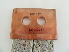 BURNDY 12″ B21E12G23 FLEX COPPER GROUNDING BRAID w/ FERRULE FLEXIBLE JUMPER
