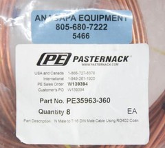 PasterNack PE35963-360 N Male to 7/16 DIN Male Cable Using RG402 Coax NEW (5466)
