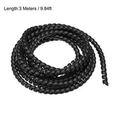 Flexible Spiral Tube Cable Management Sleeve 10mmx12mm 3 Meters Length Black