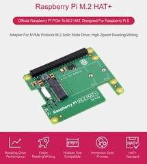 Official Pi PCIe to M.2 HAT for Raspberry 5, + HAT+ Board Only