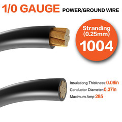 1/0 Gauge Wire(20ft Each – Red/Black) Copper Clad Black/Red – 20ft