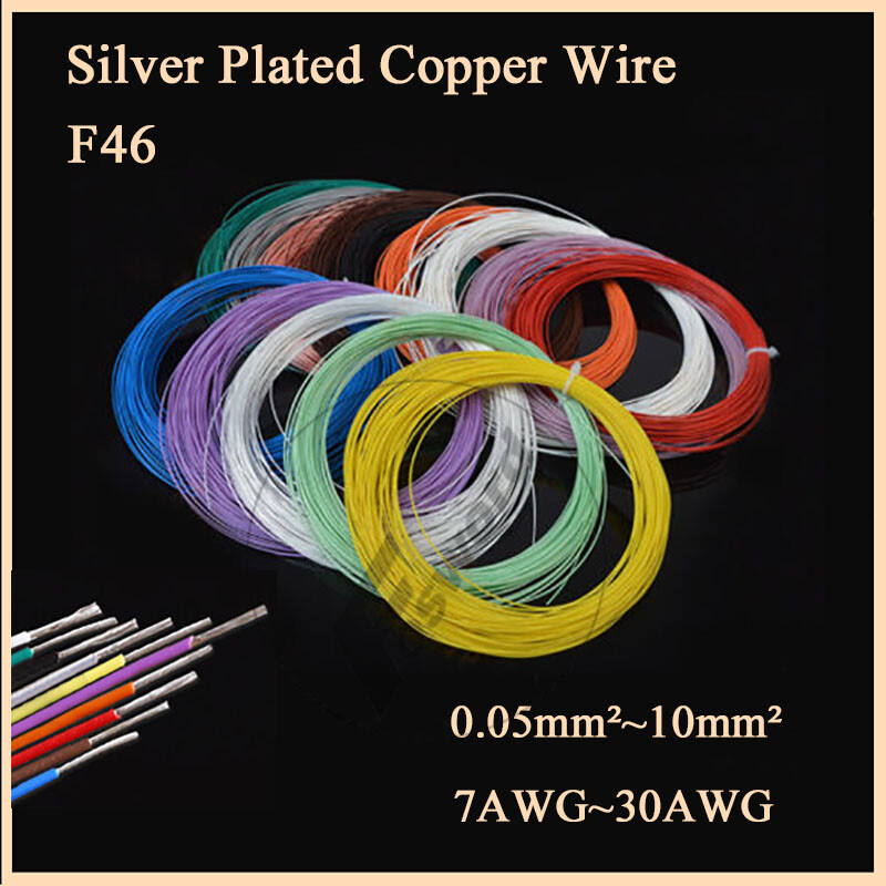 PTFE F46 Multi-Strand Silver Plated Copper Wire Electronic Cable 0.05mm²~10mm²