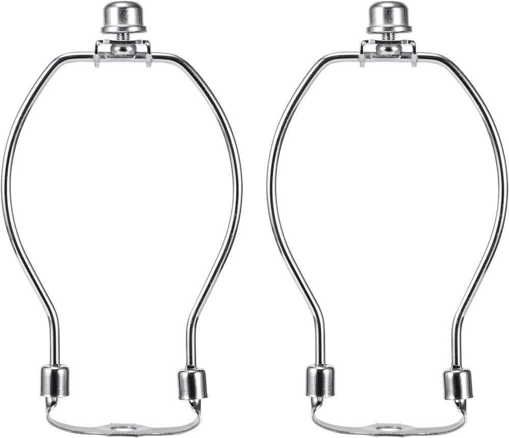 6 Inch Lamp Harp Kits, Nickel Finish, 3/8 Inch Saddle Base Holes, Light Duty