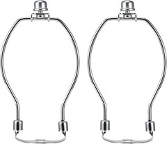 6 Inch Lamp Harp Kits, Nickel Finish, 3/8 Inch Saddle Base Holes, Light Duty