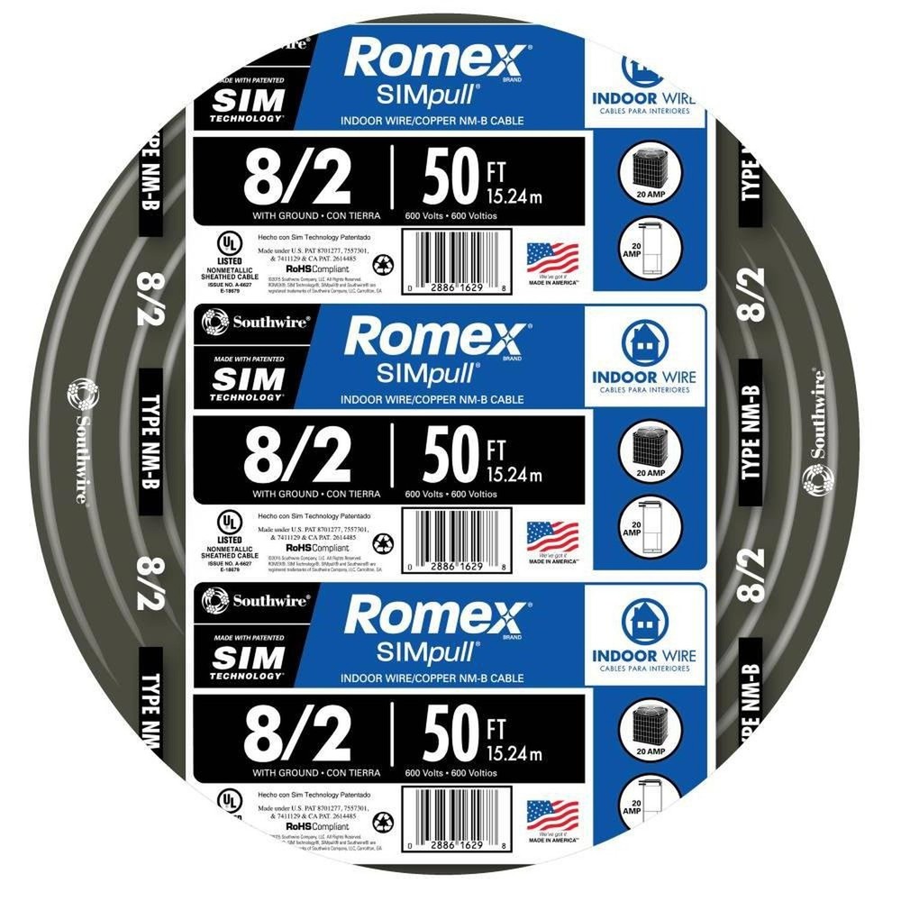50 ft. 8/2 NM-B Wire – Black