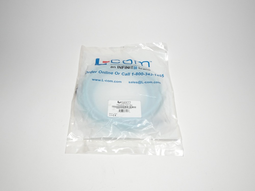 L-Com TRG504-T4T-5M Cat5e Industrial Ethernet Cable M12 4P D-Coded – NEW Surp…