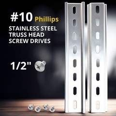 Slotted Aluminum DIN Rail, 35mm x 8”, Silver – 2 Pieces + 4 #10 S.S Screws