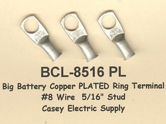 20 TIN PLATED Copper Ring Lug Terminal Connector #8 Wire Gauge 5/16″ Stud MOLEX
