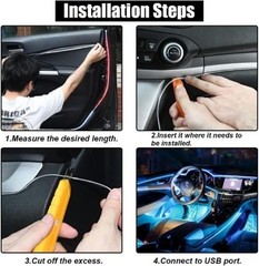 USB Car Neon LED Strip Lights with Sewing Edge, 16FT 5V Interior D Color: Pink