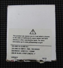 BURNDY YA-L-N125-2/0-STR COPPER 1-HOLE COMPRESSION LUG – LOT OF 2 / NEW NO BOX
