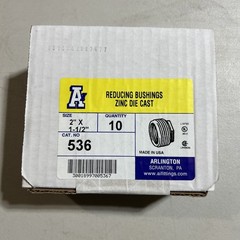 Arlington Reducing Bushings Zinc Die Cast 2 x 1 1/2 Cat. No. 536 Lot of 10 New !