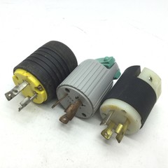 Lot of 3 Twist-Lock Turn & Pull Plugs Male 30A 125VAC Eagle Pass Seymour Hubbell