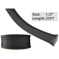 ELECTRIDUCT BS-XO-050-25BP-BL Braided Cable Sleeve, 1/2 in Max Bundle Dia., 25