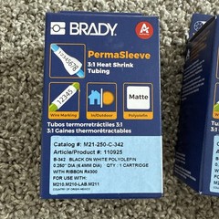 6 cartridge lot of Brady M21-125-C-342 & M21-250-C-342 white permasleeves labels