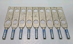 Lot of 8 – Burndy YA6C-2N, YA6C2N 6 STR 6 AWG Compression 2 Hole Lug