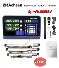 2/3 Axis DRO Display Digital Readout 5µm Linear Glass Scale Kit for Mill Lathe