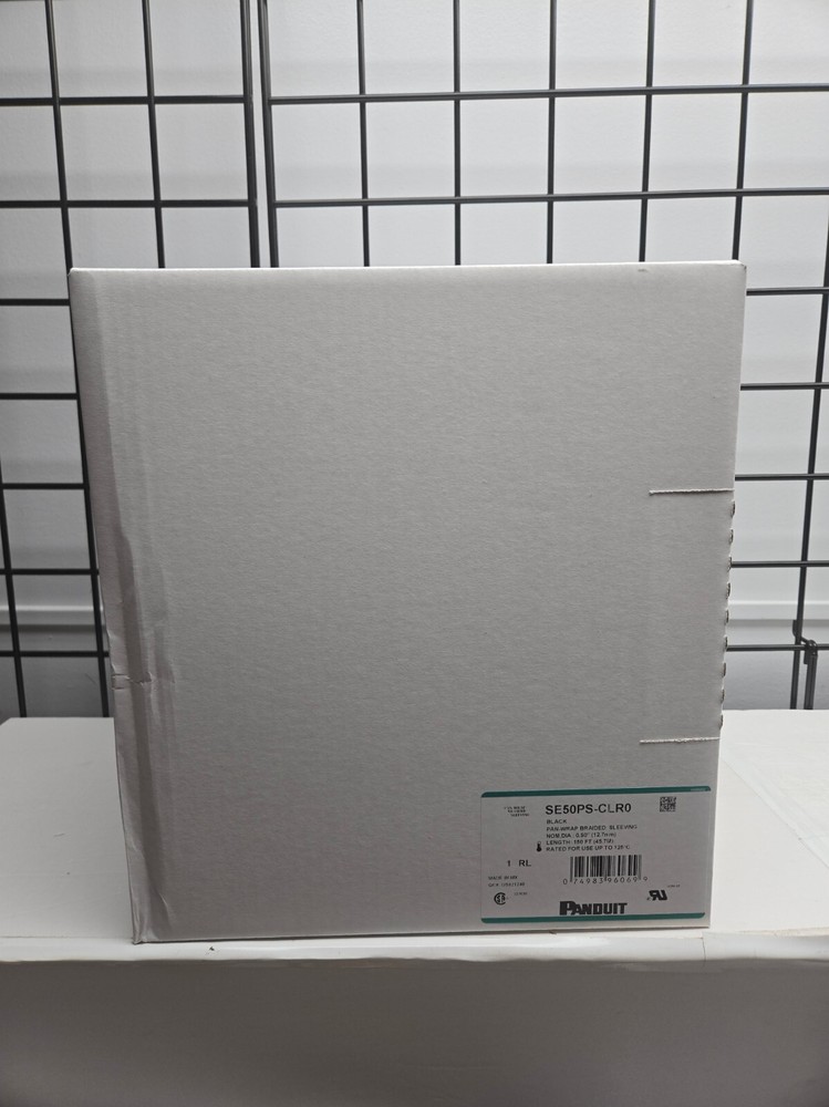 Panduit Braided Cable Sleeve 1/2″ Dia., 1/2 in Max Bdl Dia., 150 ft SE50PS-CLR0