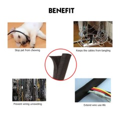 Black Split Wire Loom Braided Cable Sleeve Wires Harness Wrap Cord Protect Lot