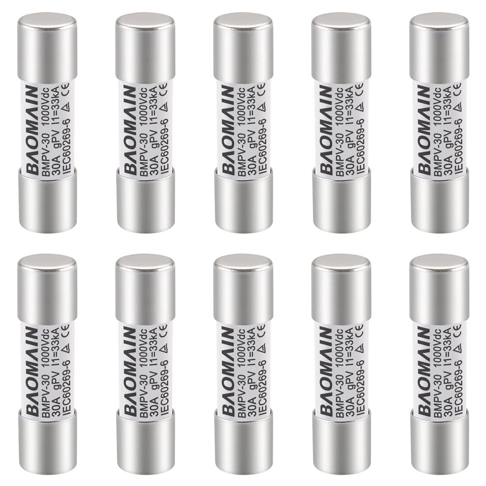 10Pack gPV Solar PV Fuse 30A 1000V DC, 10x38mm, 33kA Breaking Capacity, CE Li…