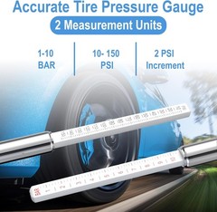 Heavy Duty Dual Head Pencil Tire Pressure Gauge for Truck Clor: SILVER 1 Pack