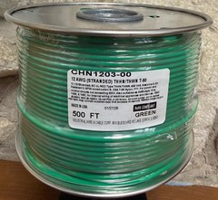 500 FT THHN/THWN WIRE. 12AWG STR BC 600 VOLT. MADE IN USA. 5 COLORS AVAILABLE