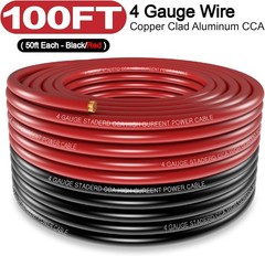 4 Gauge 100FT CCA Power Ground Wire Kit with Lugs Heat Shrink Tube Cutter h2 4 G