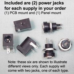 (3) 18 VDC, 1 Amp REGULATED Switching Power Supplies + (6) Power Jacks (2-types)