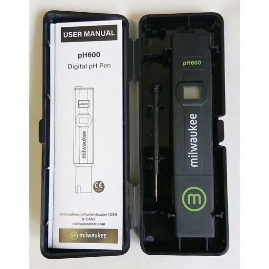 Milwaukee pH600-BOX LED Pocket pH Tester with Calibration Solution,