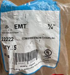 Halex 5PK 3/4″ EMT Coupling 22222