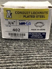 QTY 60 Arlington Industries 402 ,3/4″, Silver Plated STL, Rigid Conduit Locknut