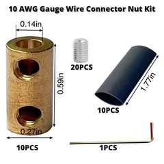 10Pcs 10 AWG Gauge Wire Connector Nut Kit, 60 Amp Splicing Round-60A, red