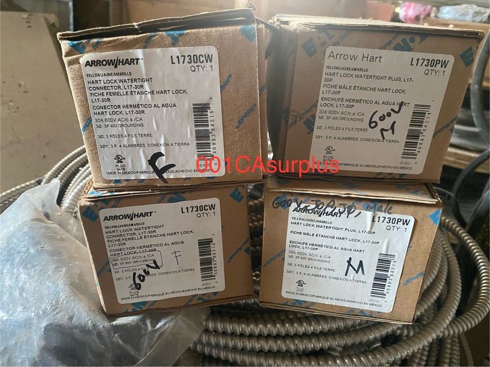 1pc New Eaton Arrow Hart Hart Lock Watertight Connector 30A 600VAC 4W 3P L1730CW
