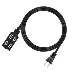6FT 3-Outlet Extension Power Cord White 2 Prong Protection Outlet Cover Indoor