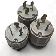 Lot of 3 Arrow Hart 20A 250VDC Turn Pull Locking Grounding Male Electrical Plug